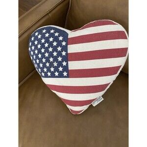 Stratford Home Americana Double Sides Patriotic Heart Pillow Accent Flag Decor
